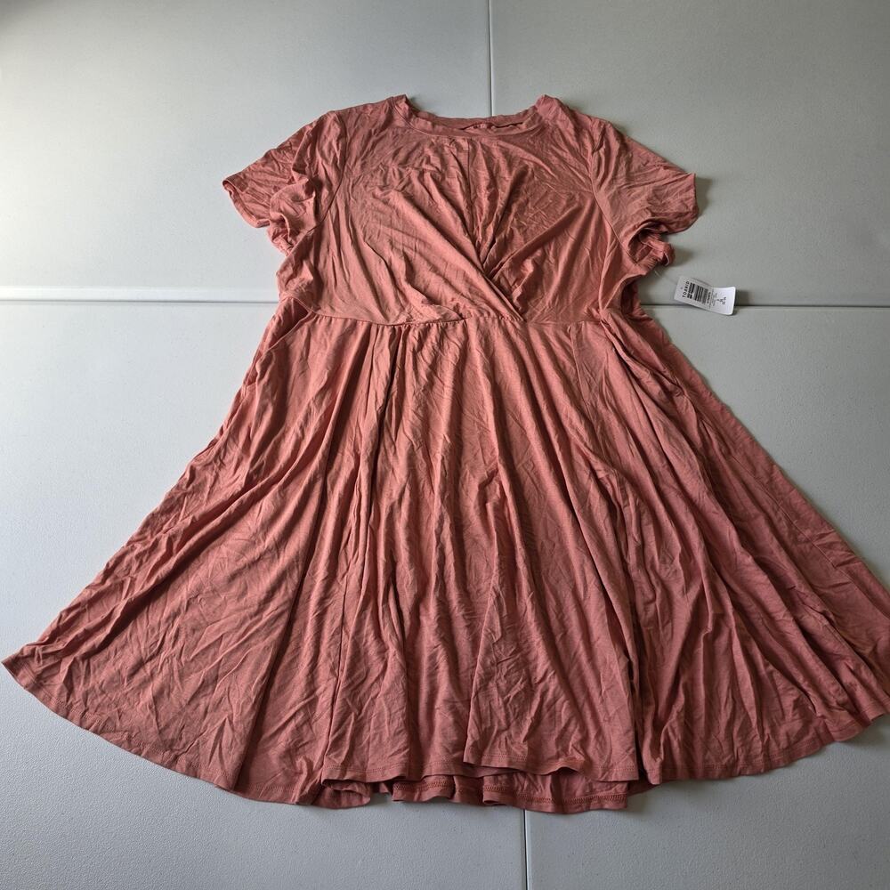 Torrid Dress Womens 3X Pink Super Soft Knit Fit & Flare Short Sleeve Swing
